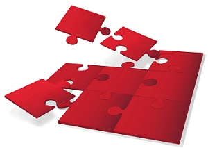 Puzzle-Illustration, die die verschiedenen Kombinationsmöglichkeiten im Bereich der Finanzierungsplanung veranschaulicht.